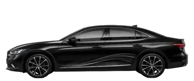 Black saloon car, side view